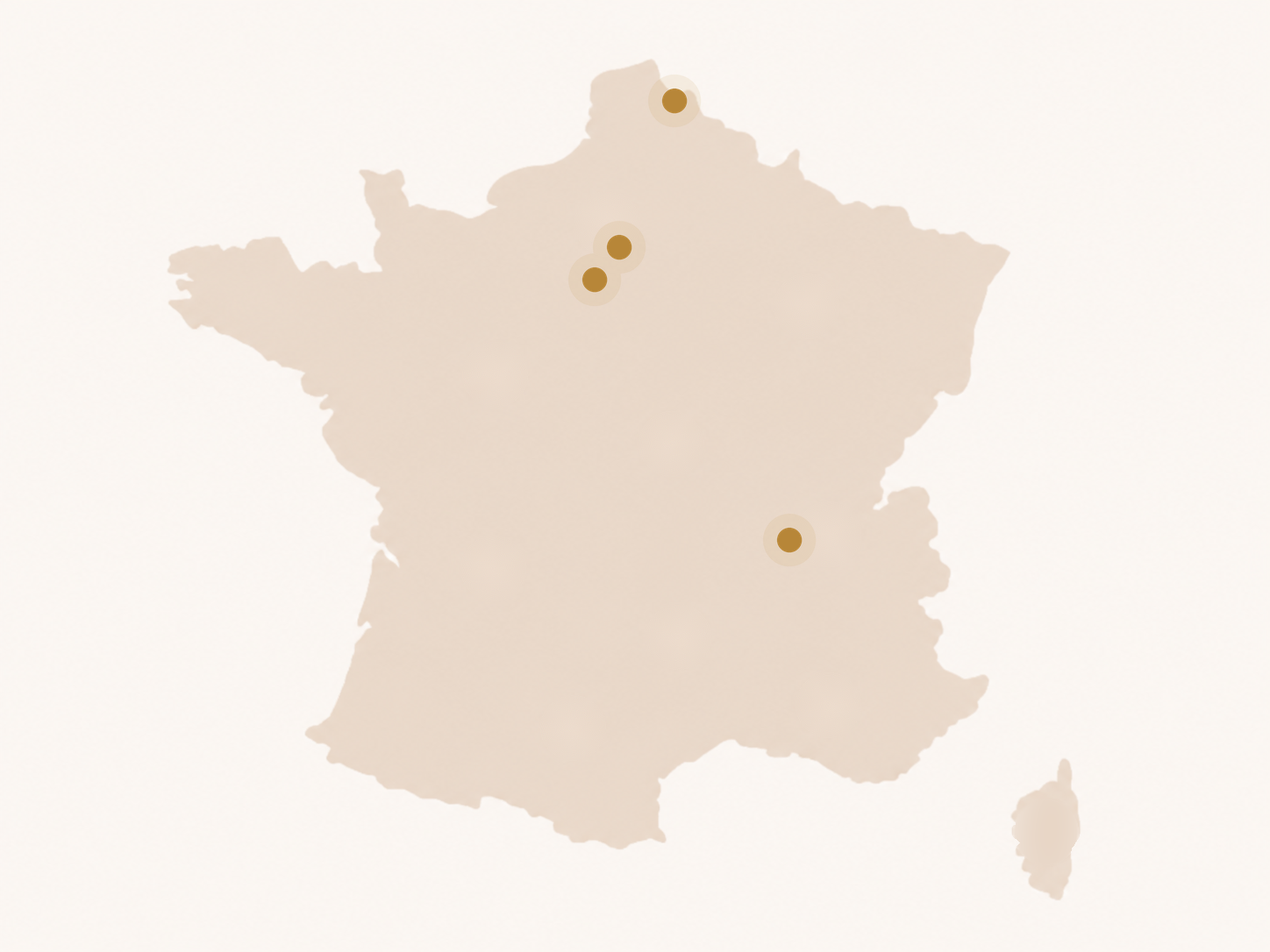 Carte de France des quatre étapes 2026 : Lille, Beauchamp, Rambouillet et Lyon